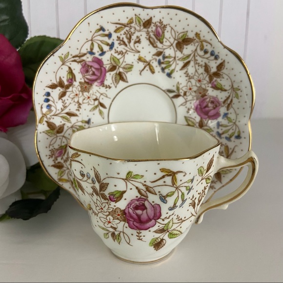 Rosina Other - ❌SOLD❌Vintage Rosina Bone China Tea Cup & Saucer Floral Rose Dragonfly England